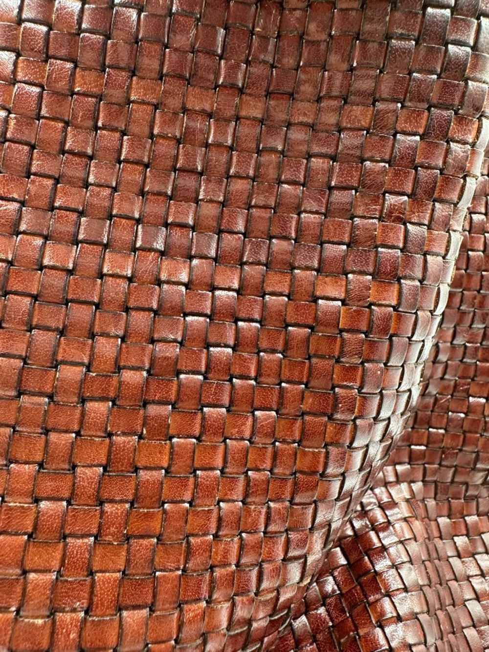 VTG DESMO Italy Woven Leather Backpack Brown Intrecciato Bucket Bag Boho - Picture 13 of 15